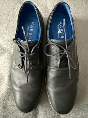 Varese Men’s Black Lace-Up Derby Shoes with Blue Memory Foam Insole